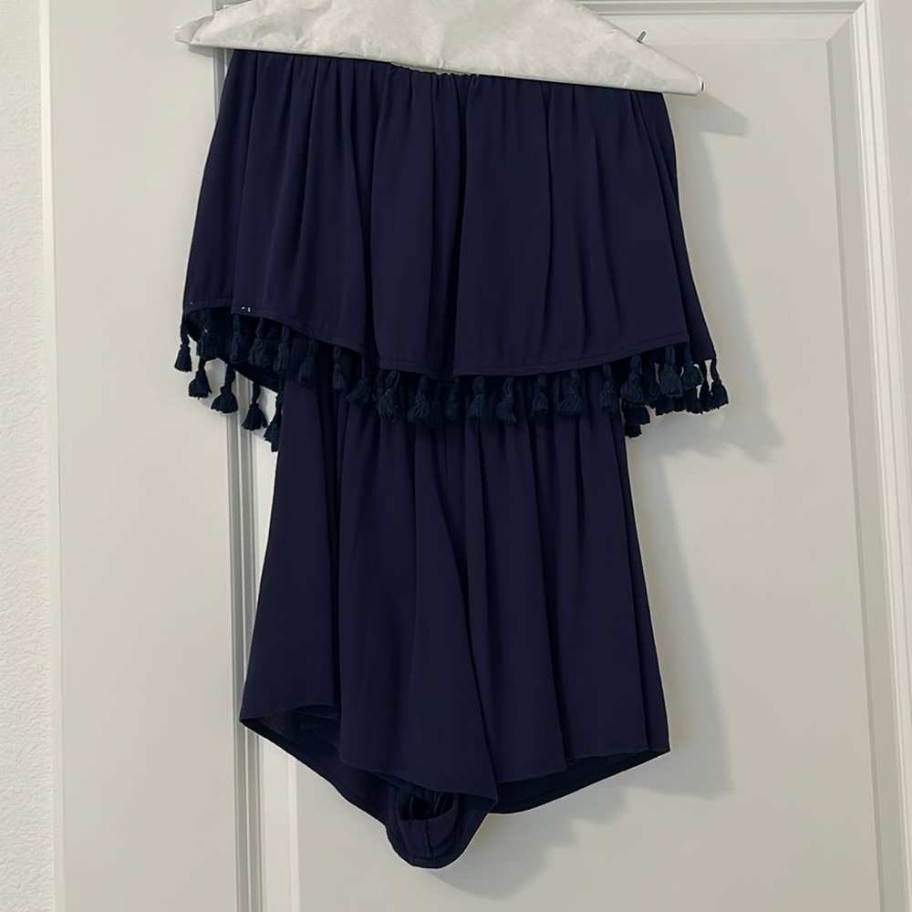 Navy romper with tassels size 0.